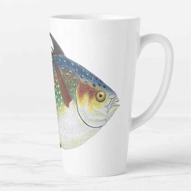 Taza De Café Latte Pescado Opah Tropical, Animal Acuático Marino Vint (Derecha)