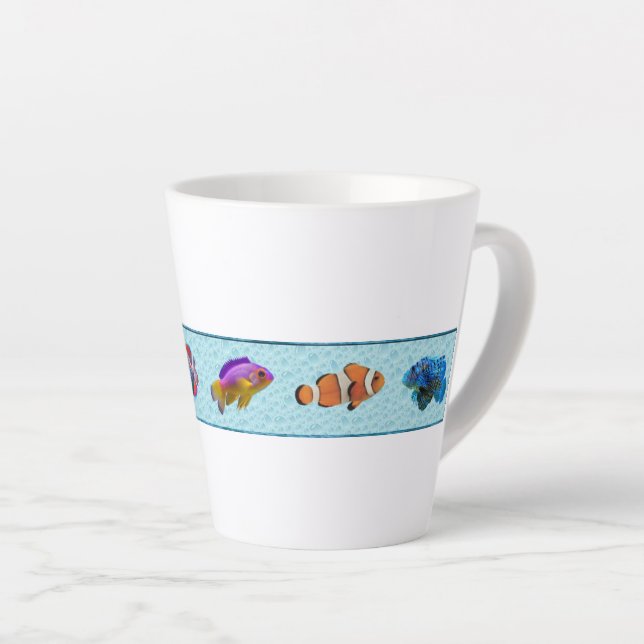 Taza De Café Latte Pescado tropical (Colección Bridget) (Ángulo derecho)