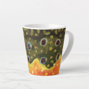 Taza De Café Latte Pescador de truchas rotas, hermosa pescadora