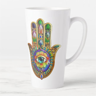 Taza De Café Latte Pétalos de flores de color Turquesa Tercer Ojo Ham