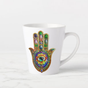 Taza De Café Latte Pétalos de flores de color Turquesa Tercer Ojo Ham