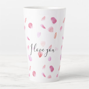 Taza De Café Latte Pétalos de Rosa Floral Rosa Melocotón Romántico