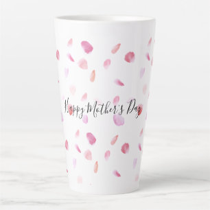 Taza De Café Latte Pétalos de Rosa rosa de color de agua
