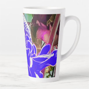 Taza De Café Latte Pétalos Rosas azules Tall Latte Mug