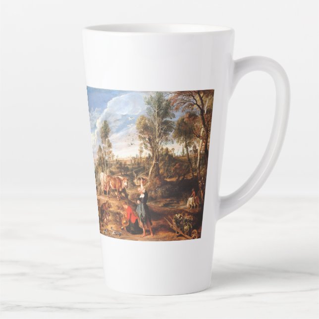 Taza De Café Latte Peter Paul Rubens Milkmaids con ganado en tierra (Derecha)