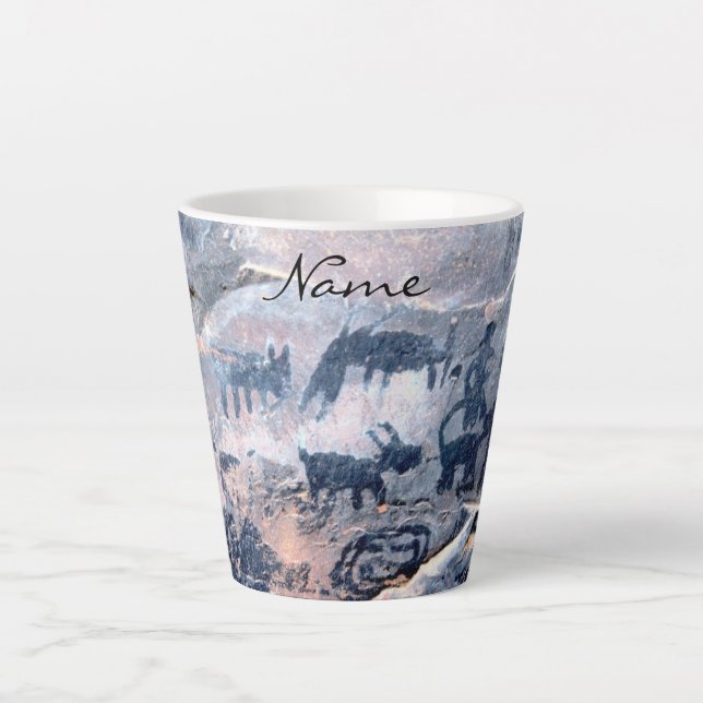 Taza De Café Latte petroglifo nativo americano Thunder_Cove (Anverso)