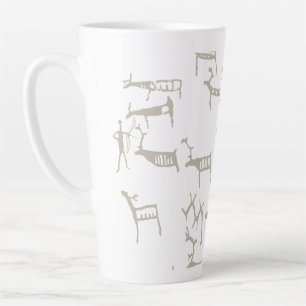 Taza De Café Latte Petroglifo Rupestre Caza Antigua de Ciervos Europe