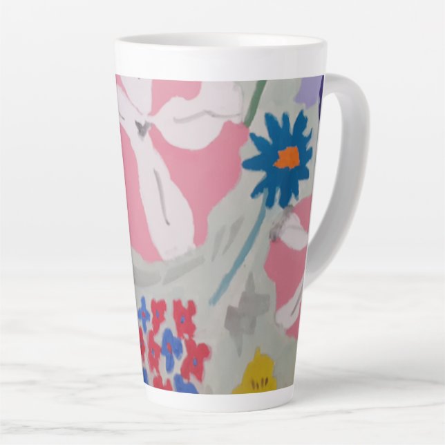 Taza De Café Latte Petunias y flores de verano (Ángulo derecho)