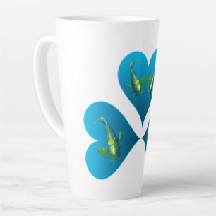 Taza De Café Latte Pez ángel gemelos - Ilustración de tres corazones