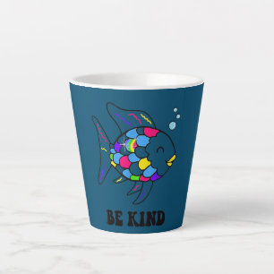 Taza De Café Latte Pez Arcoíris Amable Profesor Vida Enseñanza Espald