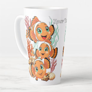 Taza De Café Latte Pez payaso Dibujo animado lindo Familia Submarino