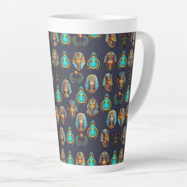 Taza De Café Latte Pharaoh's Legacy: Antique Egyptian Patterns  (Ángulo derecho)