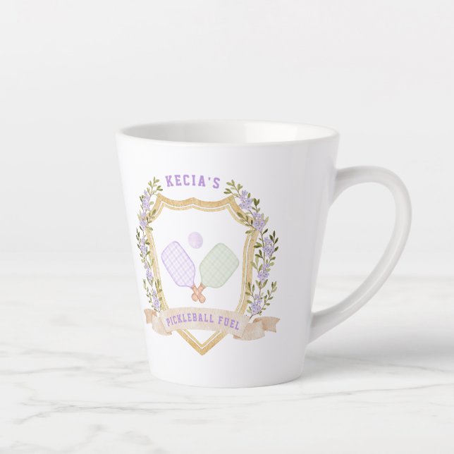 Taza De Café Latte Pickleball con nombre adicional (Derecha)