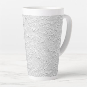 Taza De Café Latte Piedra texturizada blanca, arte abstracto monocrom