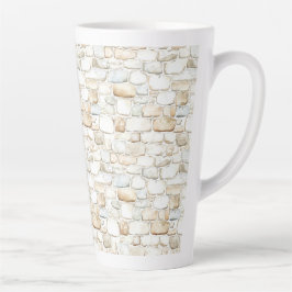 Taza De Café Latte Piedras Falsas Grises Blanco Crema