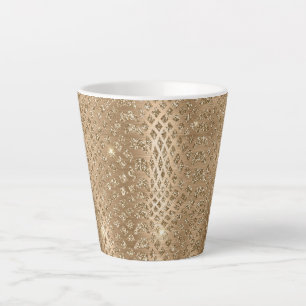 Taza De Café Latte Piel de serpiente Purpurina Glam Gold