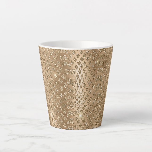 Taza De Café Latte Piel de serpiente Purpurina Glam Gold (Anverso)