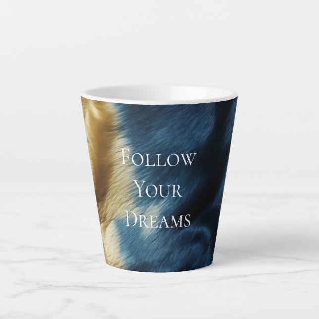 Taza De Café Latte Piel de vaca de oro azul (Anverso)