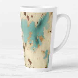 Taza De Café Latte Piel de vaca Turquesa de Oro Blanco