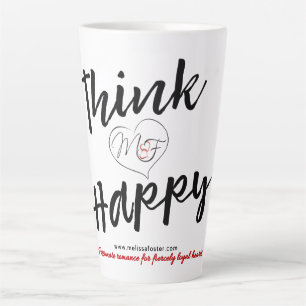 Taza De Café Latte Piense en el logo feliz blanco latte mug