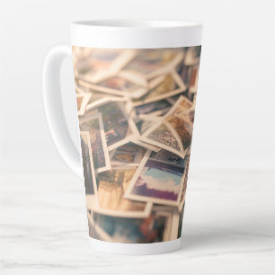 Taza De Café Latte Pila de Fotografías Antiguas