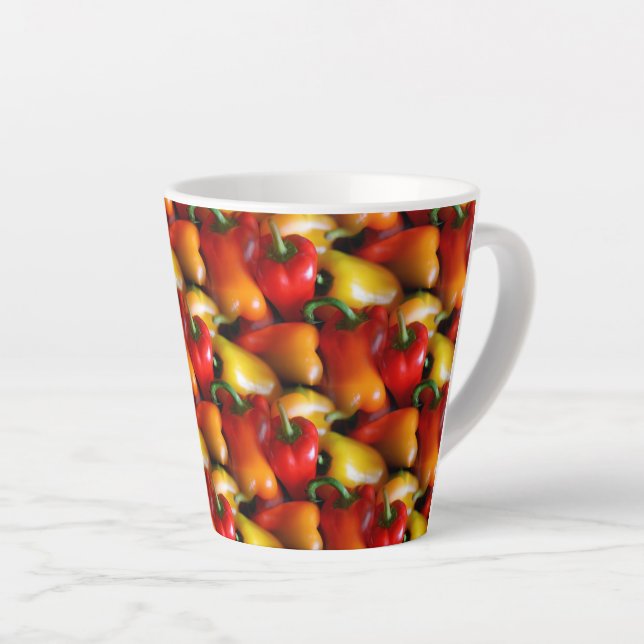 Taza De Café Latte Pimientos rojos y amarillos (Ángulo derecho)