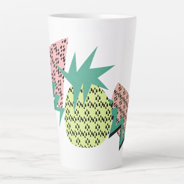 Taza De Café Latte Piña Sandía Abstracta (Anverso)