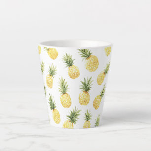 Taza De Café Latte Piñas Amarillas Tropicales