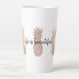 Taza De Café Latte Piñas de oro rosadas Glam