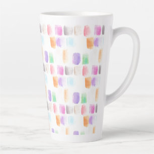 Taza De Café Latte Pincel Arcoíris Acuarela Trazos Pintados a Mano   