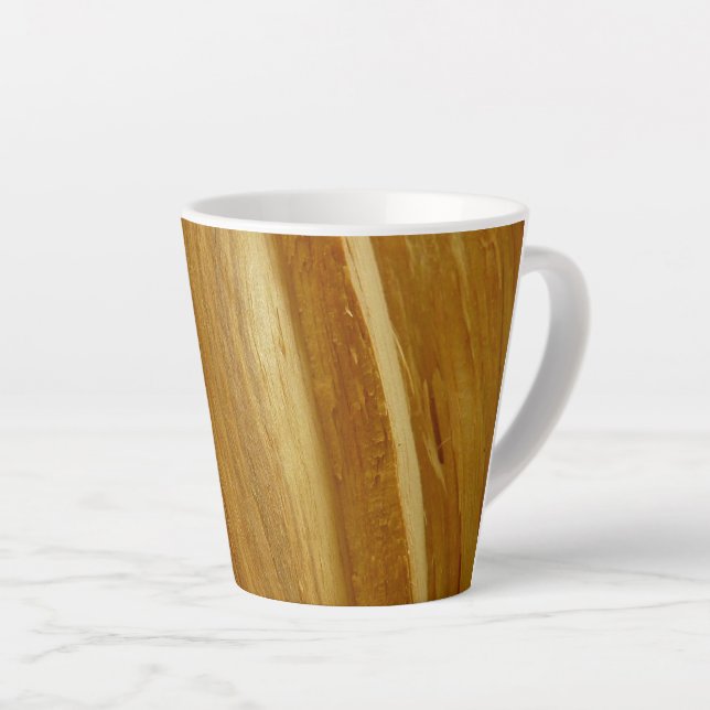 Taza De Café Latte Pine Wood II Faux Wooden Textura (Ángulo derecho)