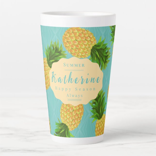 Taza De Café Latte Pineapple Aqua (Anverso)