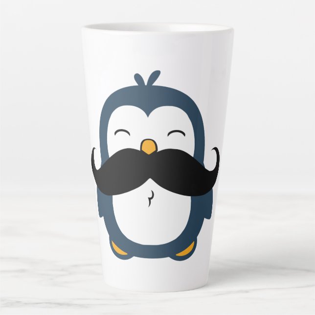 Taza De Café Latte Pingüino bigote (Anverso)