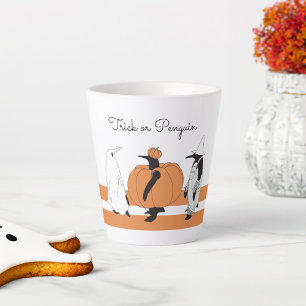 Taza De Café Latte Pingüino de calabaza lindo divertido Halloween