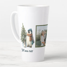 Taza De Café Latte Pingüino de invierno personalizado “Mejor mamá del