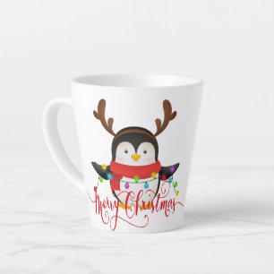 Taza De Café Latte pingüino de Navidad