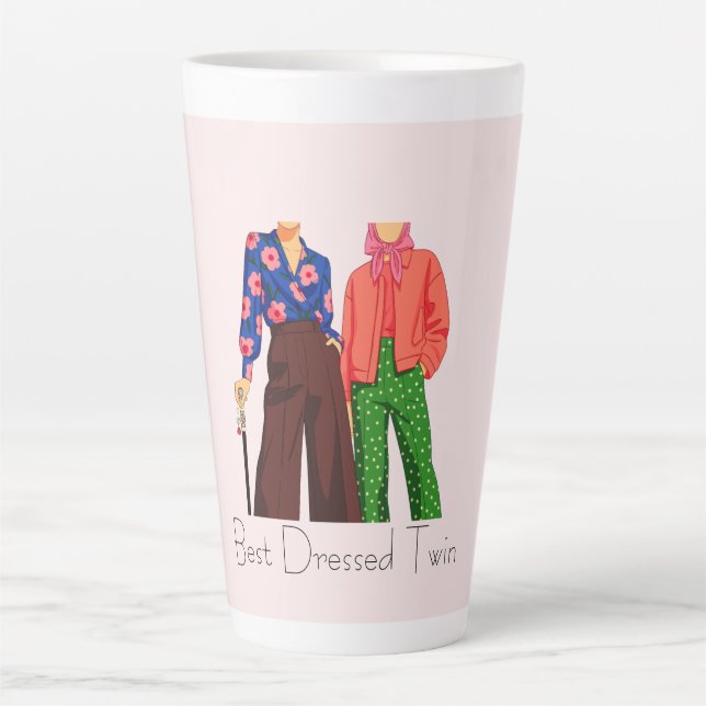 Taza De Café Latte Pink Best Dressed Twin (Anverso)