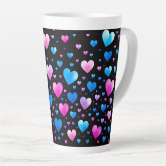 Taza De Café Latte Pink & Blue Glowing Hearts