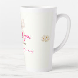 Taza De Café Latte Pink Blush Bow Princess Ribbon Thank Latte Mug