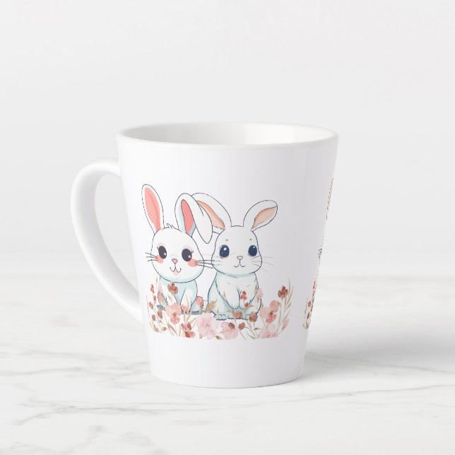 Taza De Café Latte Pink Bunny Latte Mug (Ángulo izquierdo)