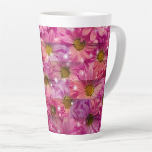 Taza De Café Latte Pink Daisy Weave