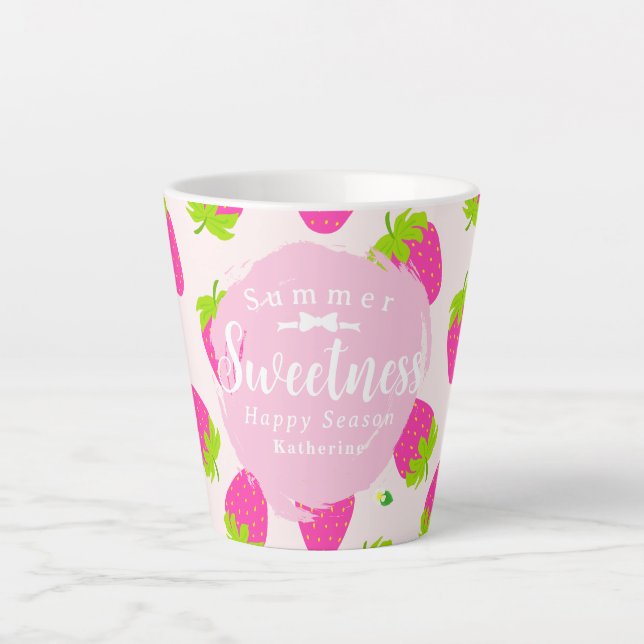 Taza De Café Latte Pink de fresa (Anverso)