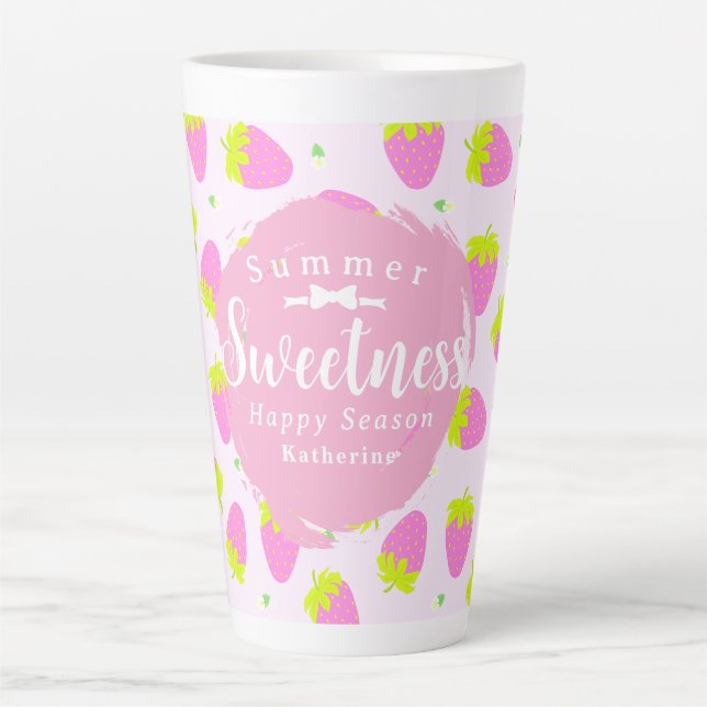 Taza De Café Latte Pink de fresa (Anverso)