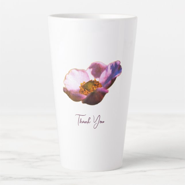 Taza De Café Latte Pink Dream Flowers – Elegant Fantasy Thanks (Anverso)