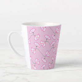 Taza De Café Latte Pink Floral Flowers Cup