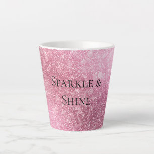 Taza De Café Latte Pink Glitzy Sparkle Personalizado