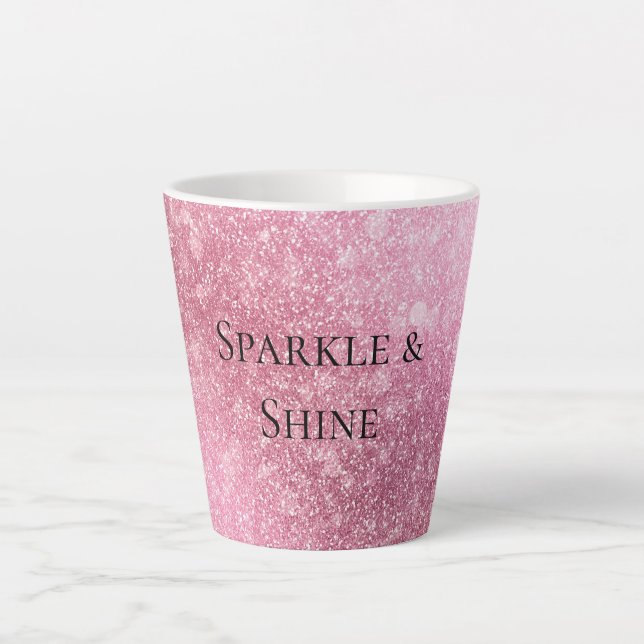 Taza De Café Latte Pink Glitzy Sparkle Personalizado (Anverso)
