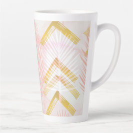 Taza De Café Latte Pink & Gold Botanical Palm Leaves
