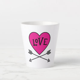 Taza De Café Latte Pink Heart Cupid's Bows LOVE
