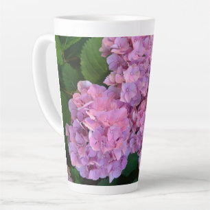 Taza De Café Latte Pink Hortensia hidrangea flores